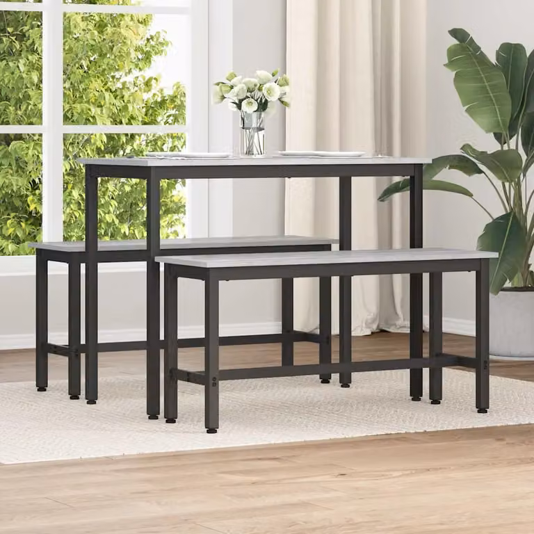 Panchina da pranzo moderna vidaXL in MDF e metallo, Grigio, L 100 x P 32,5 x H 48,5 cm