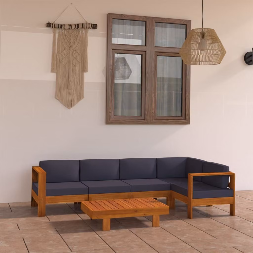 Maison Exclusive - Set da giardino da 6 pezzi con cuscini grigio scuro e struttura in legno di acacia