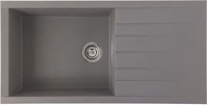 Lavello da incasso CUBE, SMC grigio cemento, 1 vasca, 100 x 50 cm, scarico manuale, non perforato