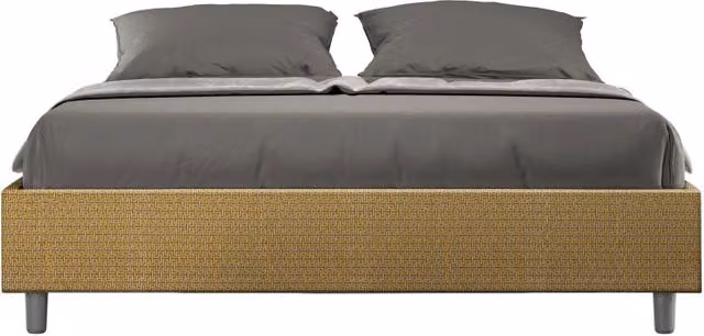 Letto Sommier imbottito Matrimoniale 160x200 cm tessuto Labirinto Azelia - Con rete,Giallo
