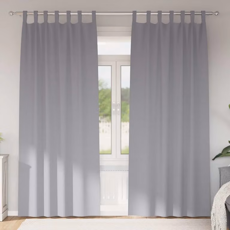 Set di 2 tende blackout vidaXL con anelli in poliestere, colore grigio, H: 225 cm x L: 140 cm