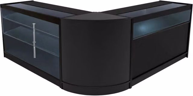 Set di Banconi Triton LED Nero Monster Group BV con Serratura, Ripiani in Vetro, L: 150 cm, P: 60 cm, H: 90 cm