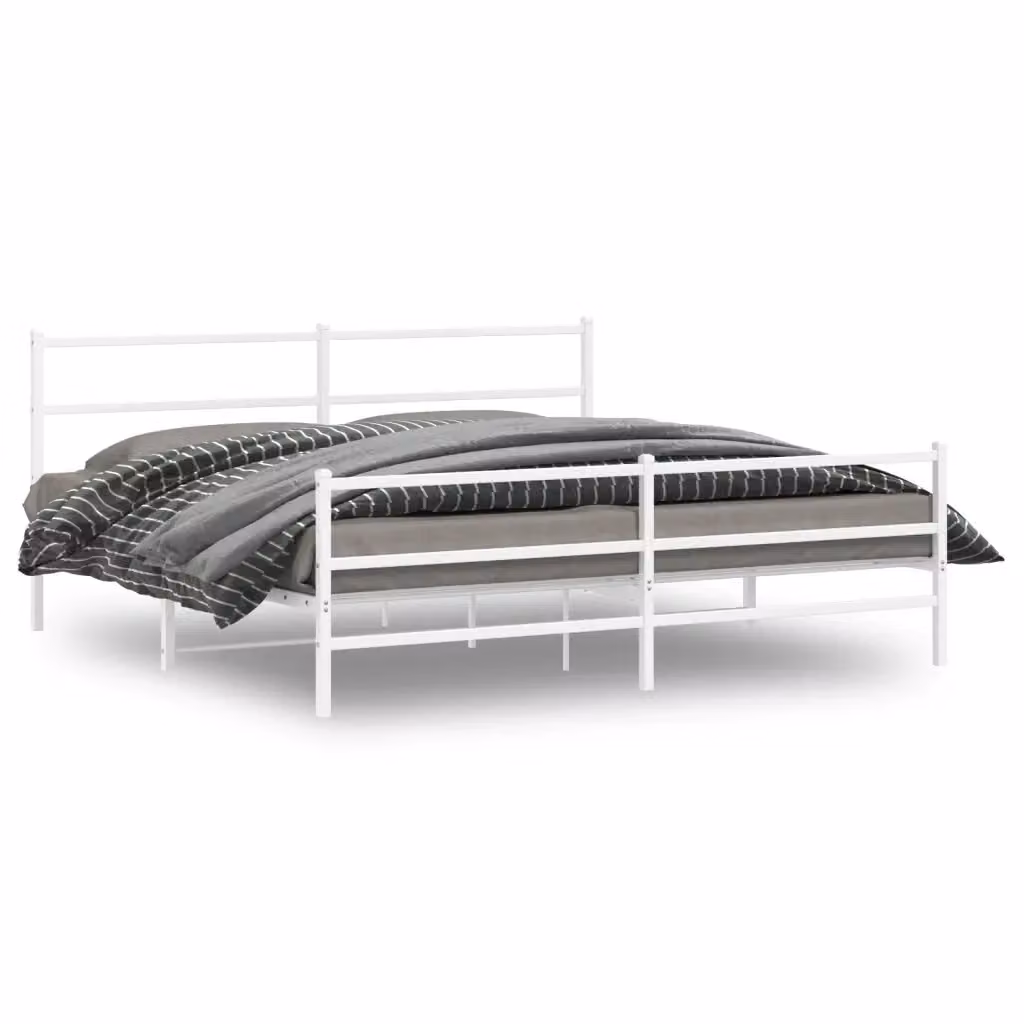Giroletto vidaXL con testiera e pediera in metallo bianco opaco L/P/H: 200 x 200 x 90 cm – 2
