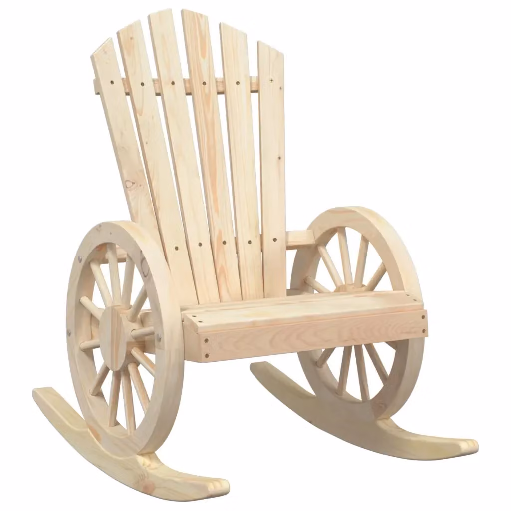 Sedia a Dondolo Adirondack vidaXL in Legno di Abete Beige – 2