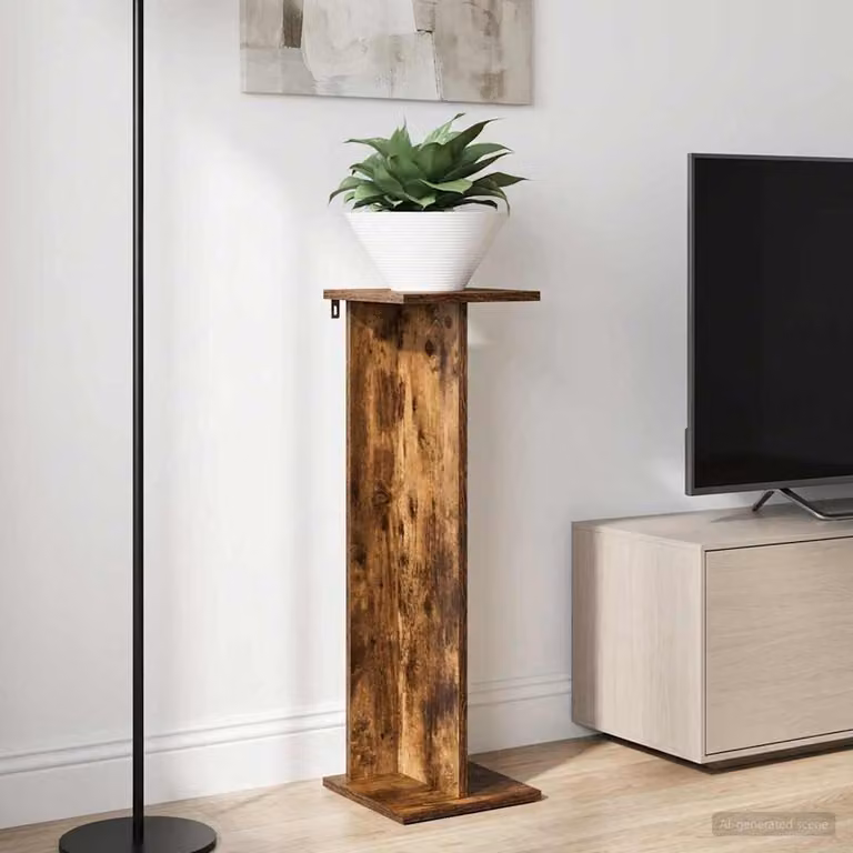 Set di 2 supporti per piante vidaXL in legno MDF colore rovere fumo, L 25 cm x P 25,5 cm x H 80,5 cm