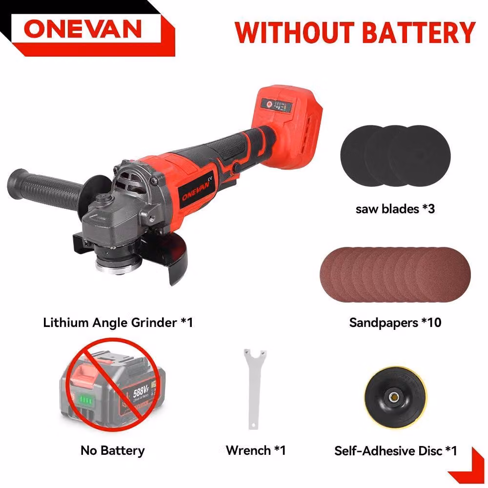 Smerigliatrice angolare - A batteria senza spazzole - Disco da 125 mm - 0–12.000 giri/min - Velocità regolabile - Compatibile con 18 V - Senza batteria - Braun