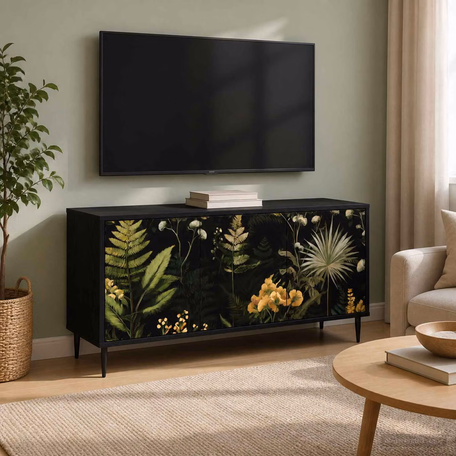 Mobile TV vidaXL RHENEN moderno in Rovere Nero L/P/H: 102 x 33 x 51 cm