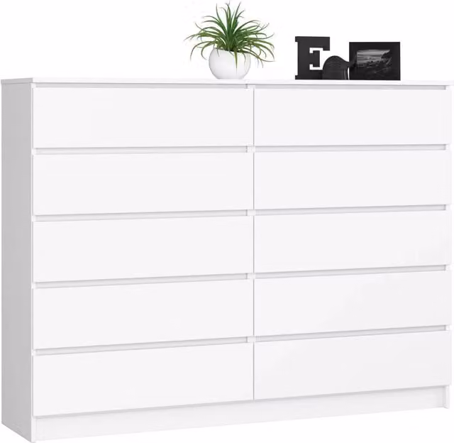 Cassettiera AKORD K160 Bianca 160 cm 10 cassetti 160x40x121 cm