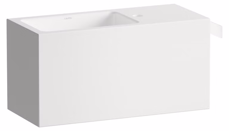 LAUFEN XPLORE.S Plan de toilette, rectangulaire, tablette à droite, 1 trou pour robinet, sans trop-plein, 600x268x300mm, blanc brillant, H585XS40001111, H585XS40001111