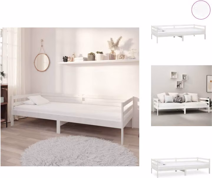 vidaXL Letto da giorno con materasso 90x200 cm bianco in legno di pino massiccio - Letti e strutture letto