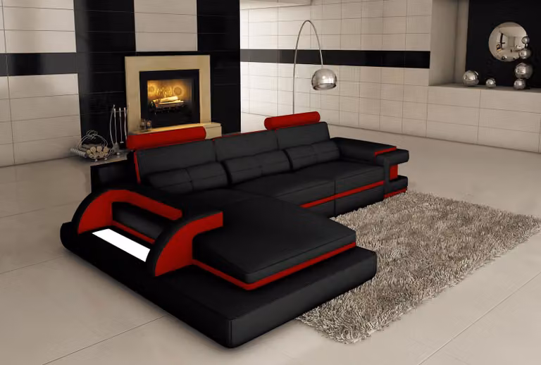 Design Polster Ecke Ledersofa Sofa Couch Sitz Garnitur Wohnlandschaft Sofas