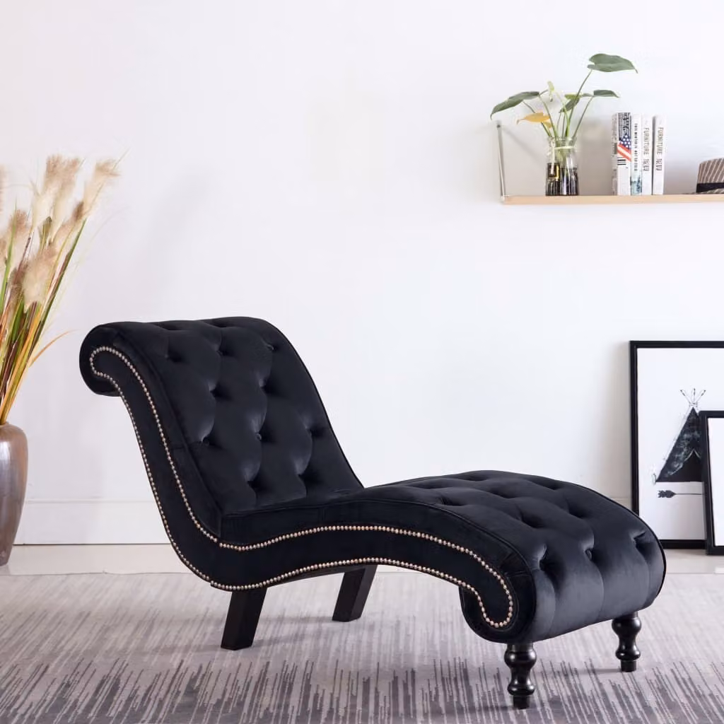 Maison Exclusive - Sedia a Sdraio Nera in Velluto