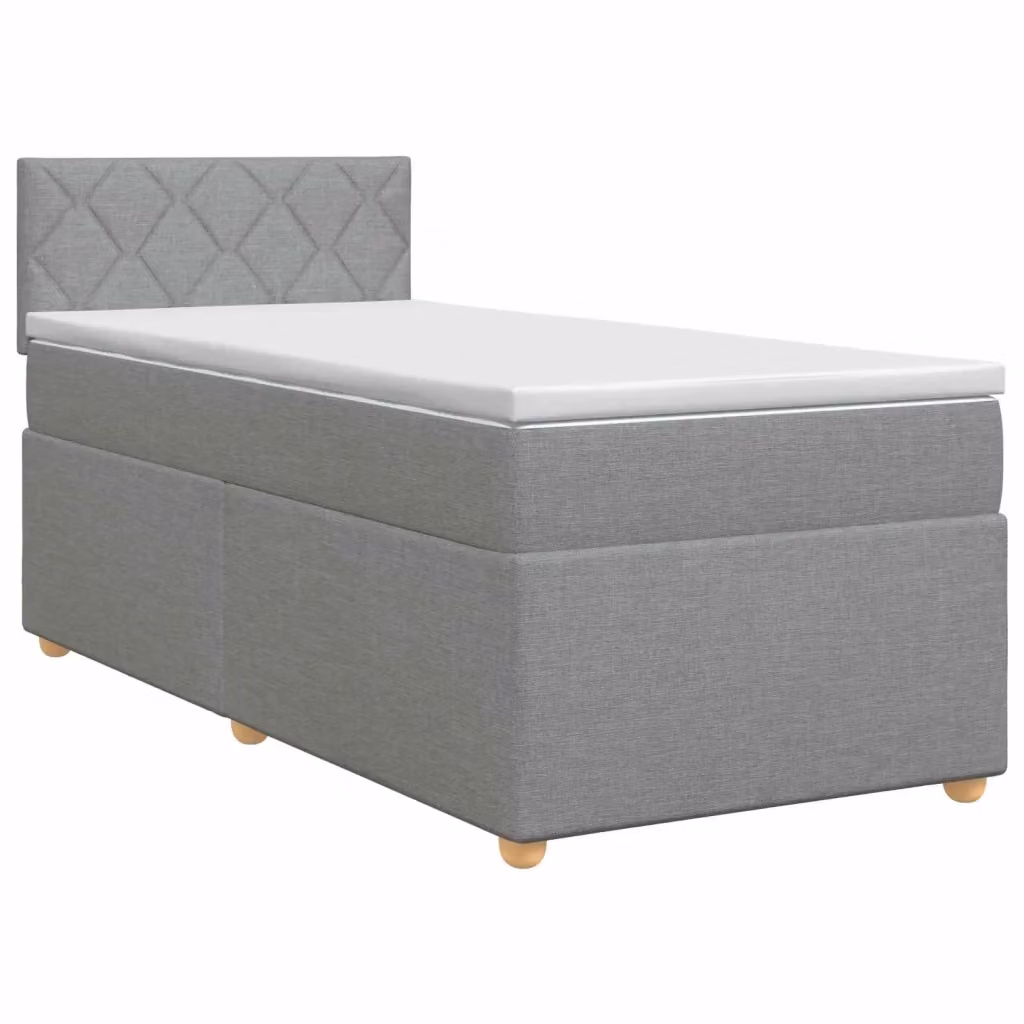 Letto box spring ibrido con materasso a molle insacchettate vidaXL Grigio Chiaro L/P/H: 100 x 200 x 46 cm – 2