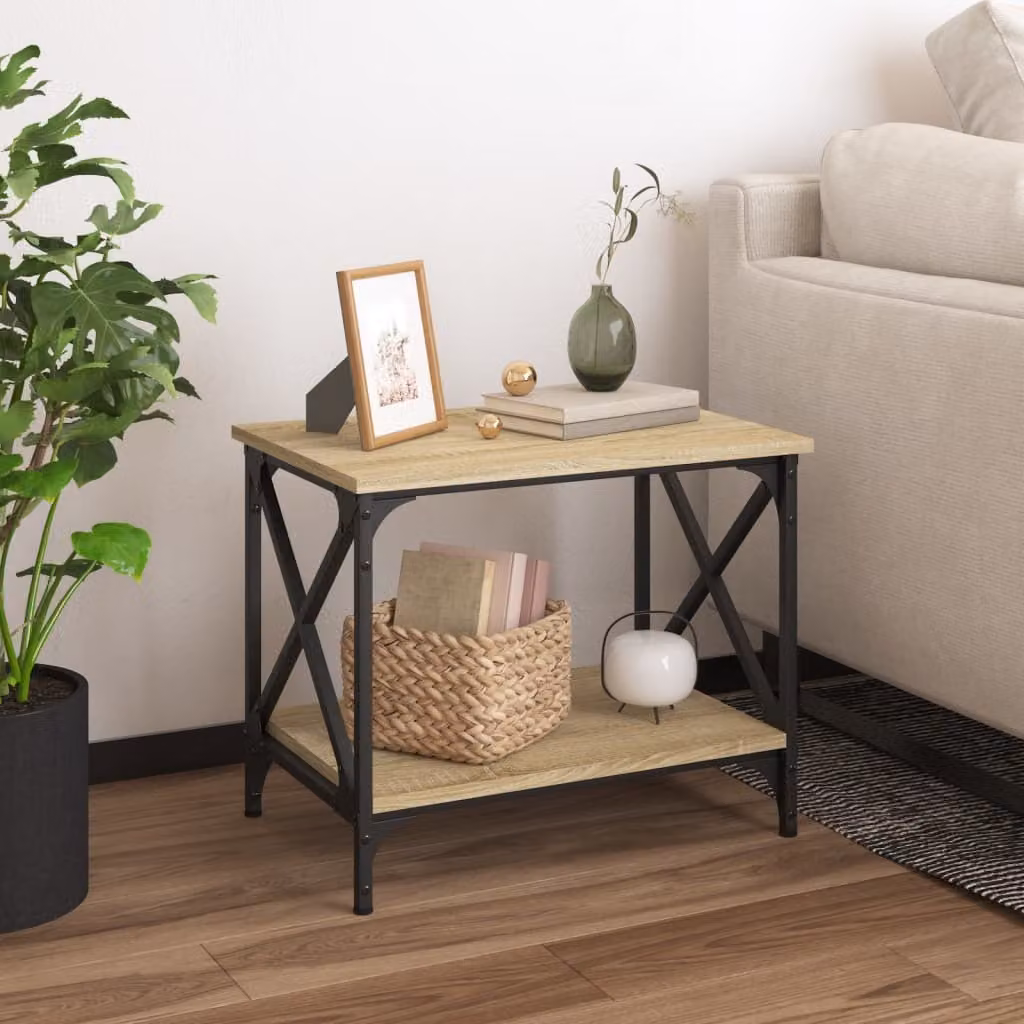 The Living Store tavolino in rovere Sonoma 55x38x45 cm materiale a base di legno