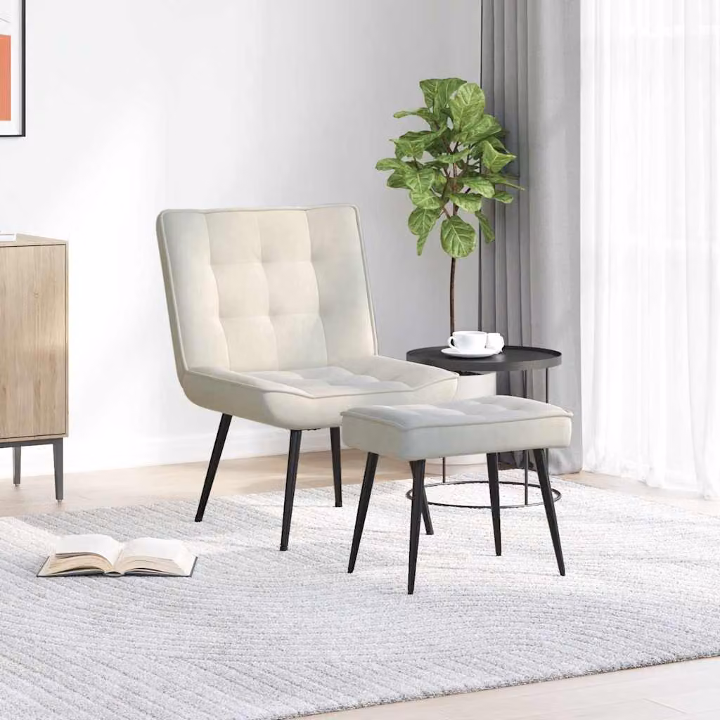 vidaXL Poltrona Relax con Poggiapiedi in Velluto Beige