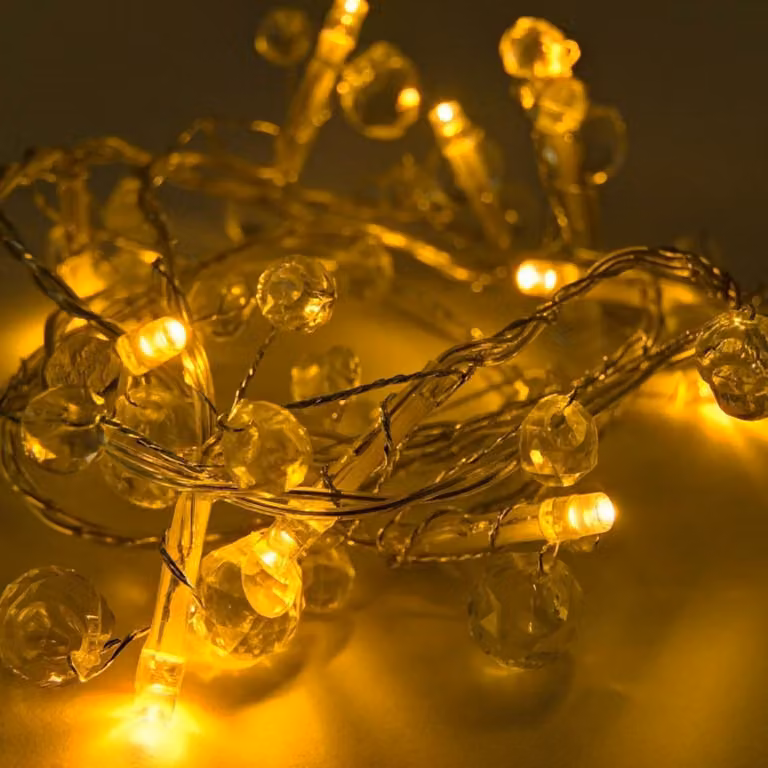 Catena luminosa LED a batteria, cristalli, bianco caldo, 10 diodi, 1,3 m