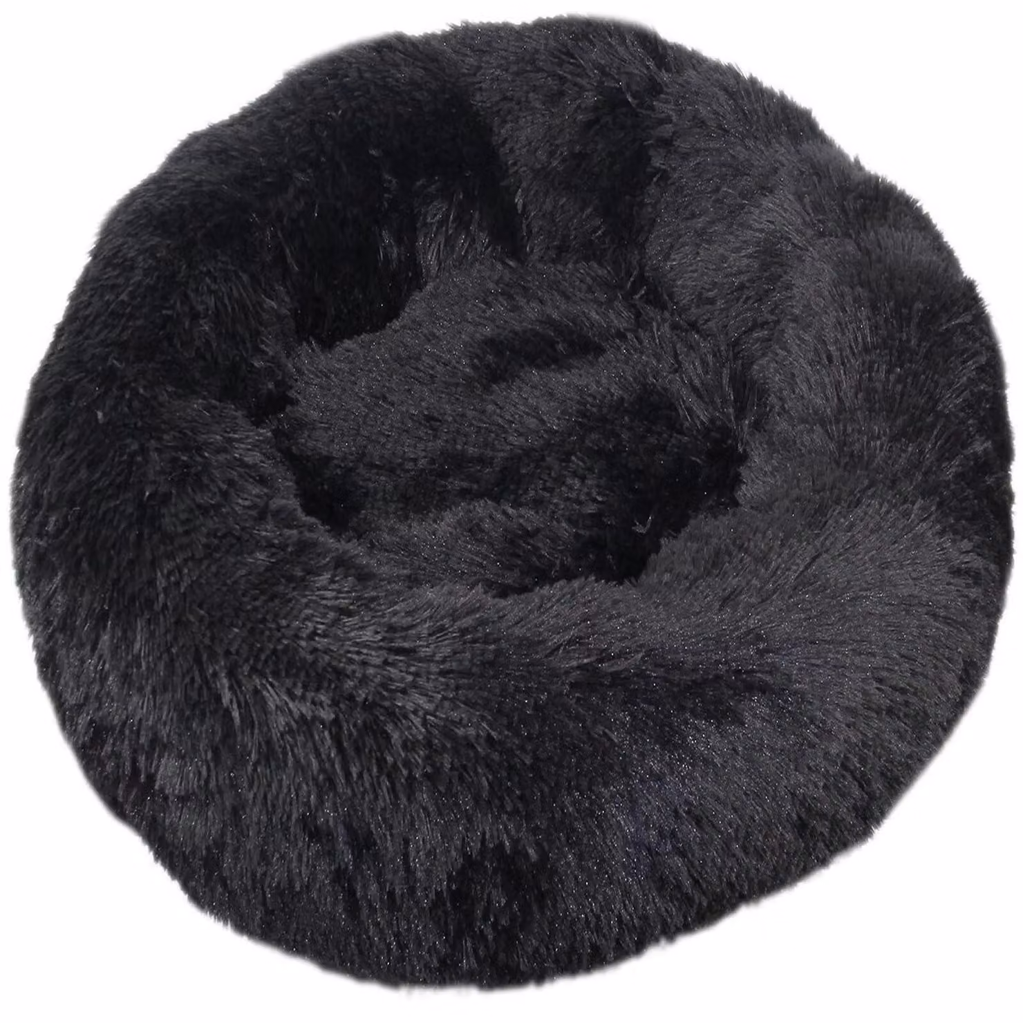 Cuccia per cani a forma di ciambella, 40 cm, nera, lavabile, morbida e antiscivolo