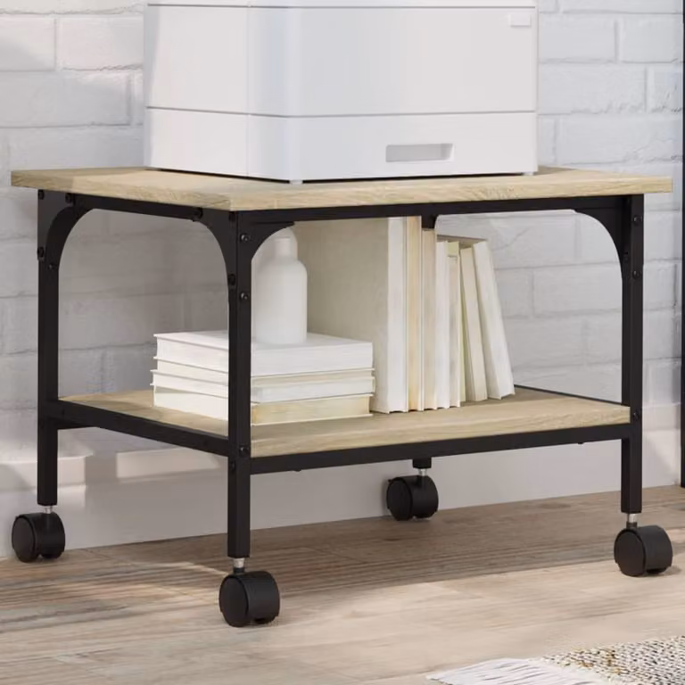 vidaXL Supporto Stampante a 2 Piani in Rovere Sonoma e Metallo, L/P/H: 50 x 40 x 38 cm