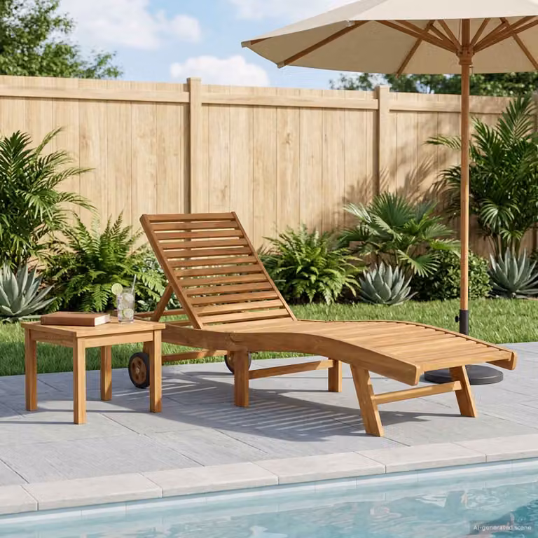vidaXL Lettino da sole in legno di teak solido Marrone con poggiatesta regolabile