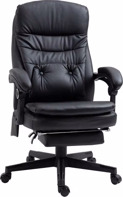 EasyComfort Sedia da Ufficio Massaggiante in Similpelle con Presa USB, Nero, L/P/H: 64 x 69 x 107-115 cm – 1