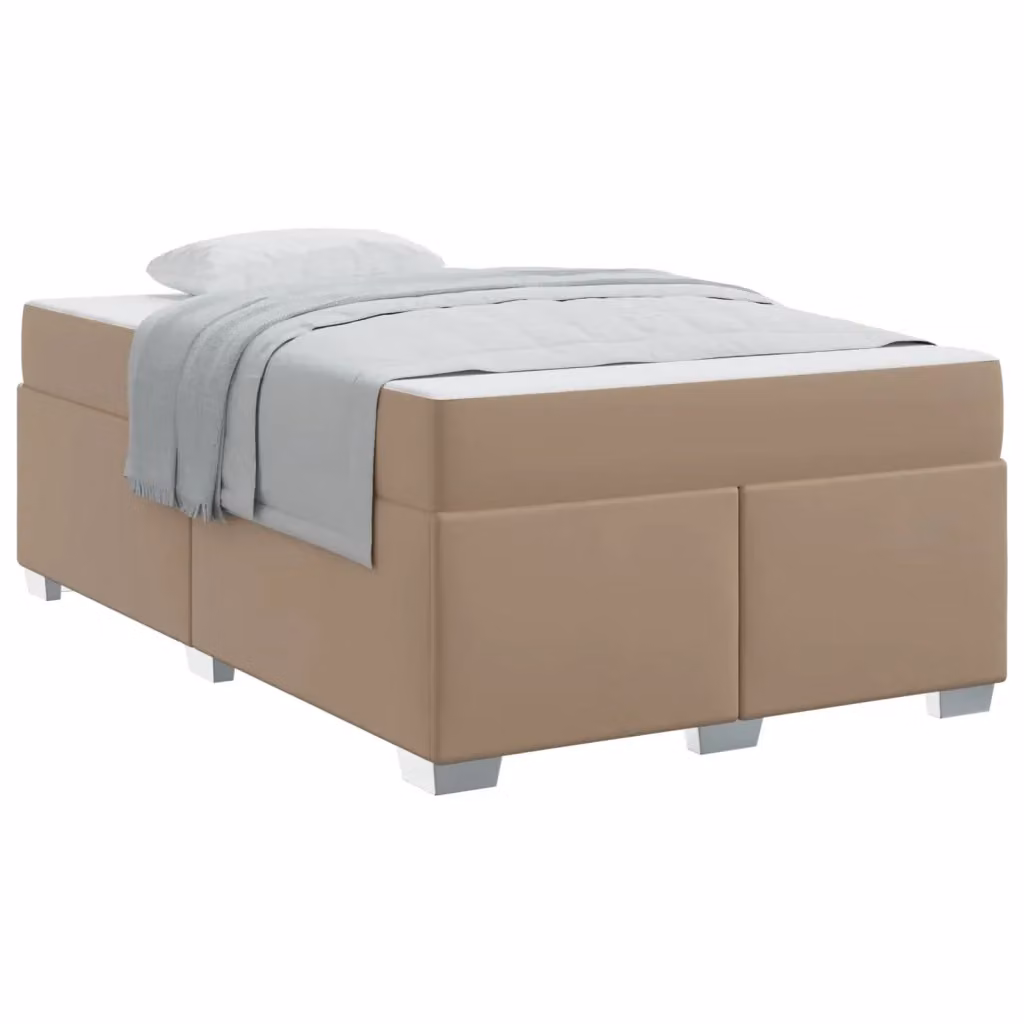Struttura letto moderna vidaXL in tessuto beige e marrone con telaio in metallo e legno, L 120 x P 190 cm – 2