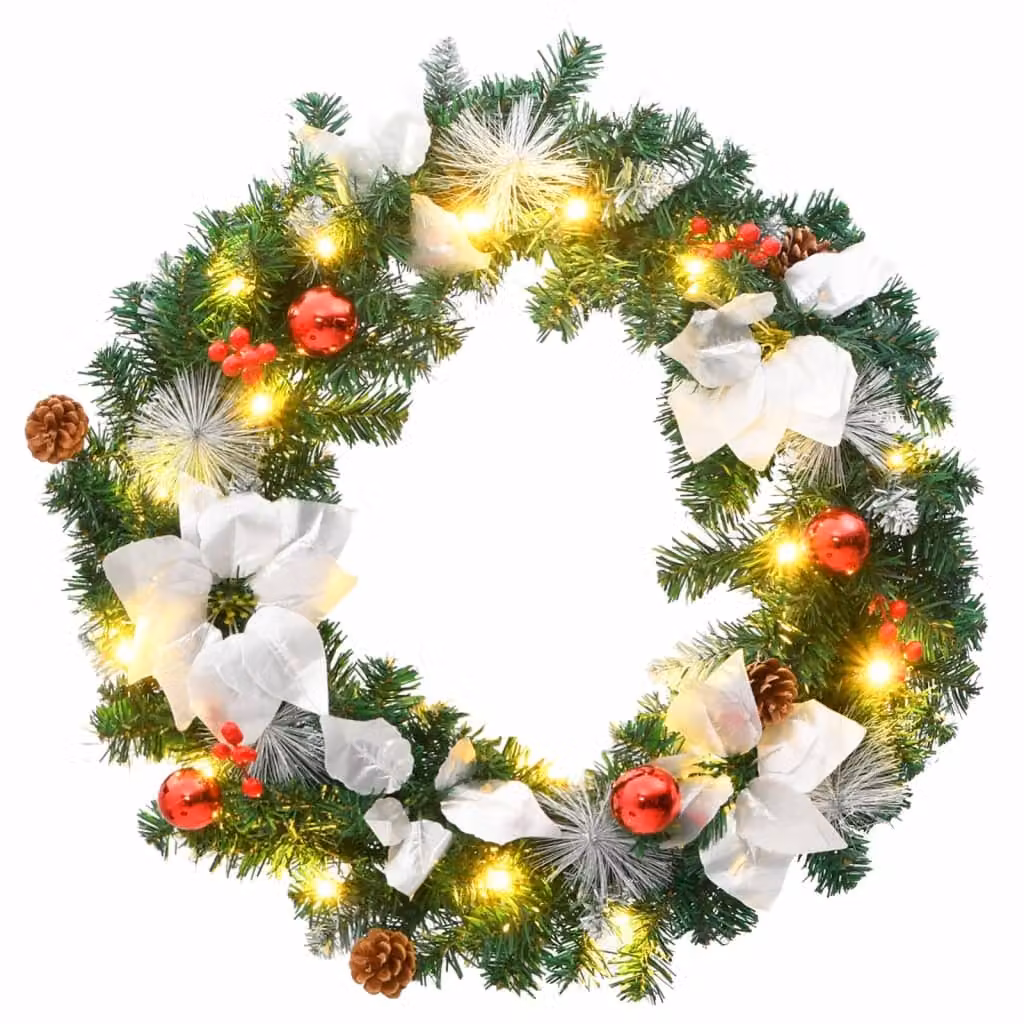 vidaXL Ghirlanda di Natale con luci LED verde 60 cm PVC