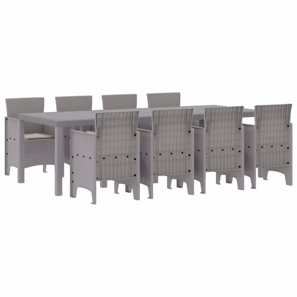 Set da pranzo per giardino e terrazzo vidaXL in rattan bianco 9 pz – 2