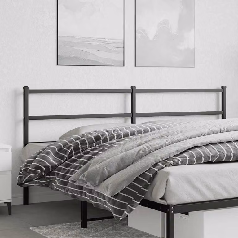 Testiera di ricambio vidaXL in metallo nero laccato, stile classico, L: 198 cm, H: 90 cm, P: 3 cm