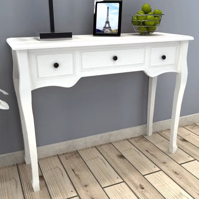 Tavolo Consolle da Trucco con 3 Cassetti vidaXL Bianco Moderno in Legno e MDF