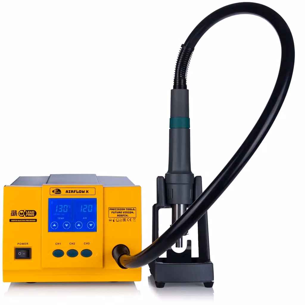 Stazione Saldante SMD Hot Air AirFlow X Rosfix 861DW Gialla, 1300W, LCD Touch, 3 Canali, Motore Brushless e Auto Sleep – 2