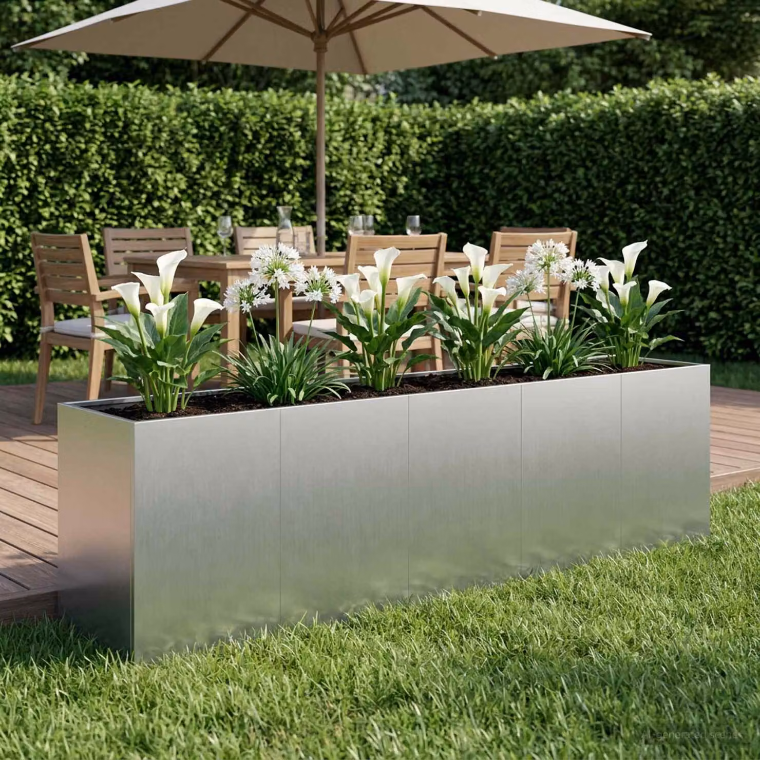 vidaXL Vaso da giardino in acciaio zincato Argento L: 200 cm, P: 40 cm, H: 60 cm