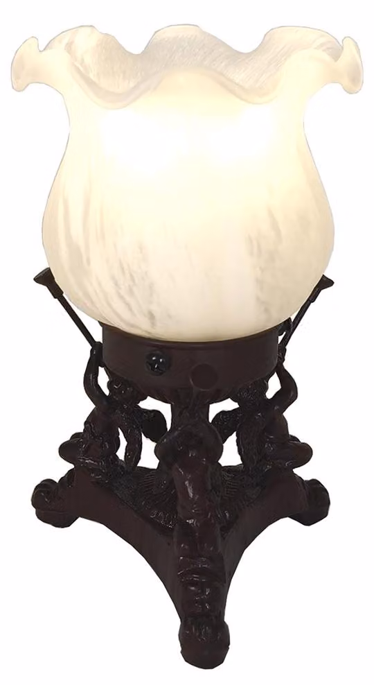 Clayre & Eef Lampada da tavolo Fiore Ø 12x20 cm Poliresina bianca