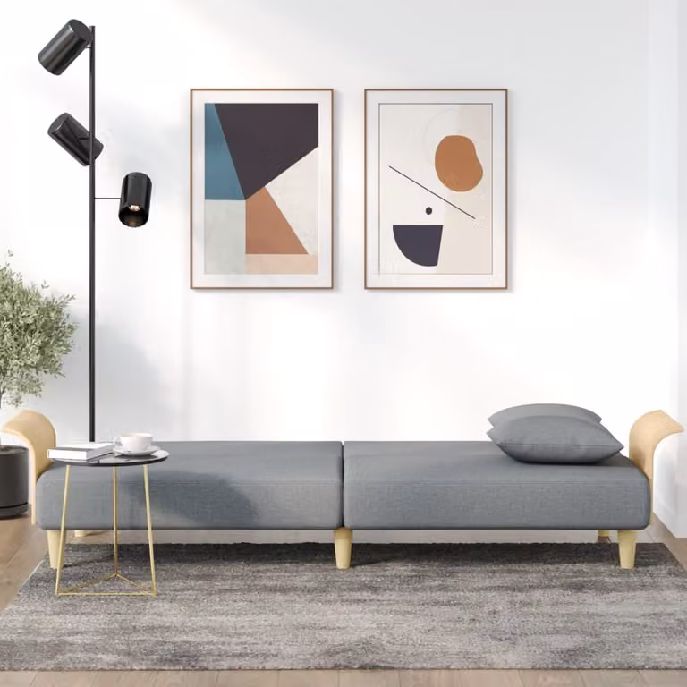 Maison Exclusive - Divano letto con braccioli, colore grigio chiaro, rivestito in tessuto