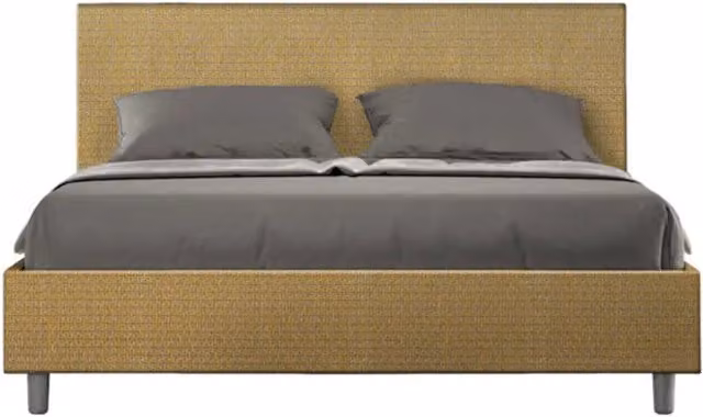 Letto matrimoniale Adele Ityhome con rete imbottita in tessuto giallo Labirinto L: 160 cm, P: 210 cm