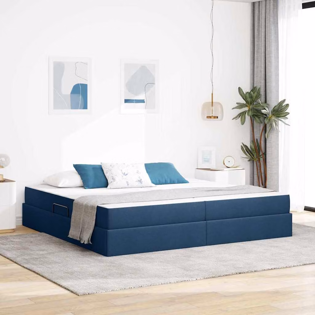 Letto con contenitore e materasso vidaXL Blu L 200 cm x P 200 cm x H 280 cm – 1