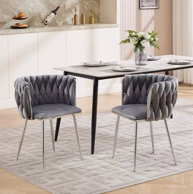Set di 2 sgabelli da bar grigi 66 x 44;5 x 52 cm in tessuto con schienale basso