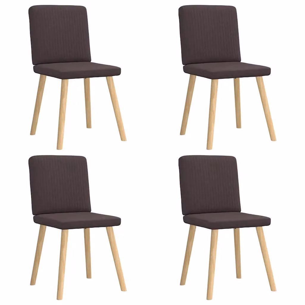 Set di 4 sedie da pranzo vidaXL in tessuto marrone con struttura in legno e metallo per soggiorno e cucina – 2