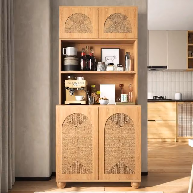 Armadio REDOM in legno e MDF color beige e marrone con ripiani interni, L: 80 cm, P: 40 cm, H: 180 cm