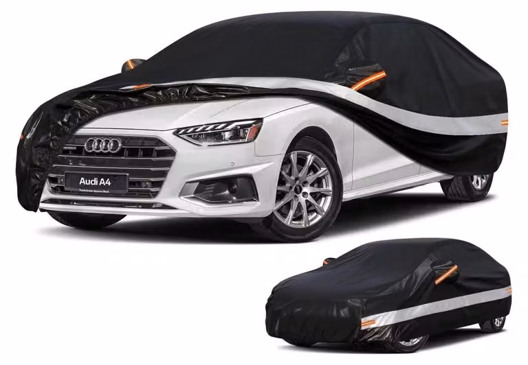 Copertura per auto compatibile con Audi A4, versione berlina e cabriolet, modelli B7, B8 e B9 (2007-2025). Impermeabile al 100%, protezione dai raggi UV, colore nero