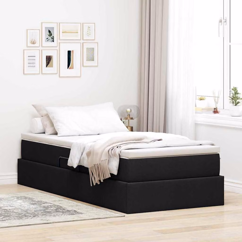 Letto con contenitore e materasso ibrido vidaXL Nero L: 100 cm, P: 200 cm, H: 48,5 cm – 1