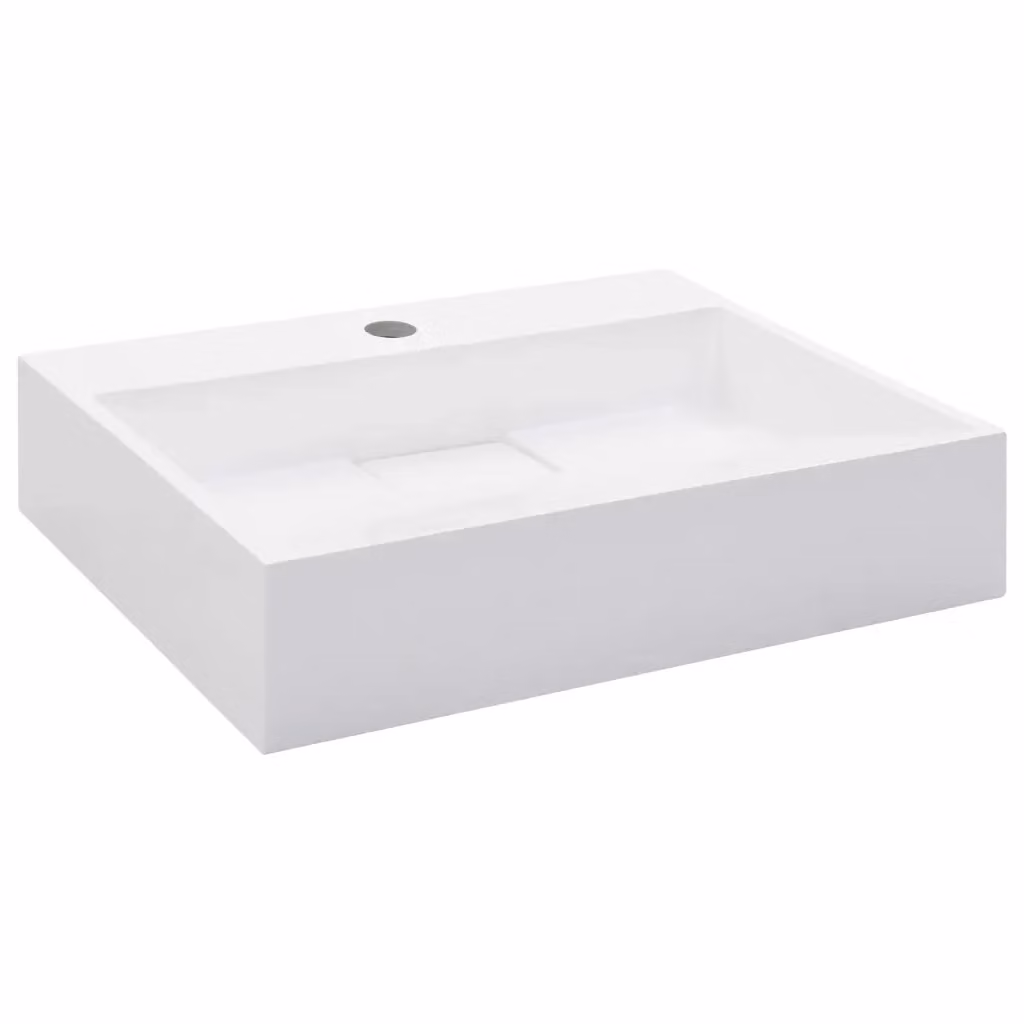 Lavandino in blocco di marmo e minerale bianco vidaXL L: 50 cm, P: 38 cm, H: 13 cm – 2