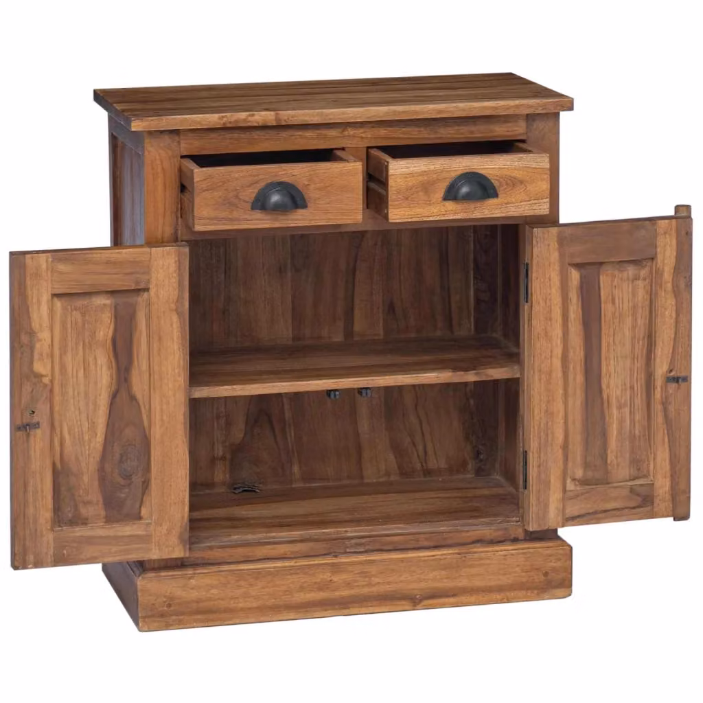 Mobile contenitore vintage in legno di teak naturale marrone con cassetti e ripiani L/P/H: 65 x 30 x 75 cm – 2