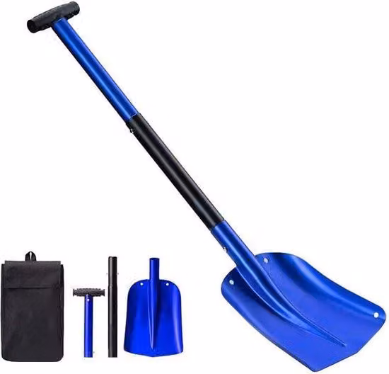 Pala da neve con manico regolabile e custodia - professionale e blu