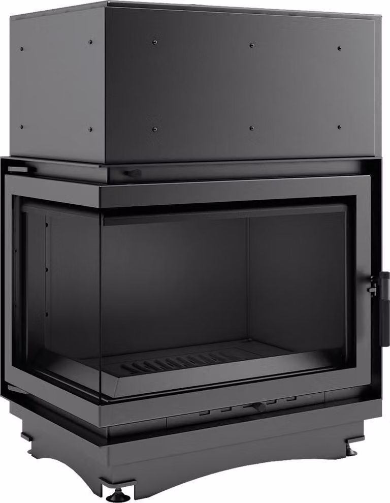 Inserto camino ad angolo KRATKI ZUZIA Sinistra 12 kW ∅200 Set di accessori e installazione