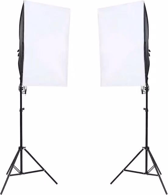 Kit per Studio Fotografico Professionale con Luci LED e Fondali Bianco e Nero con Treppiedi in Alluminio e Lampadine Incluse