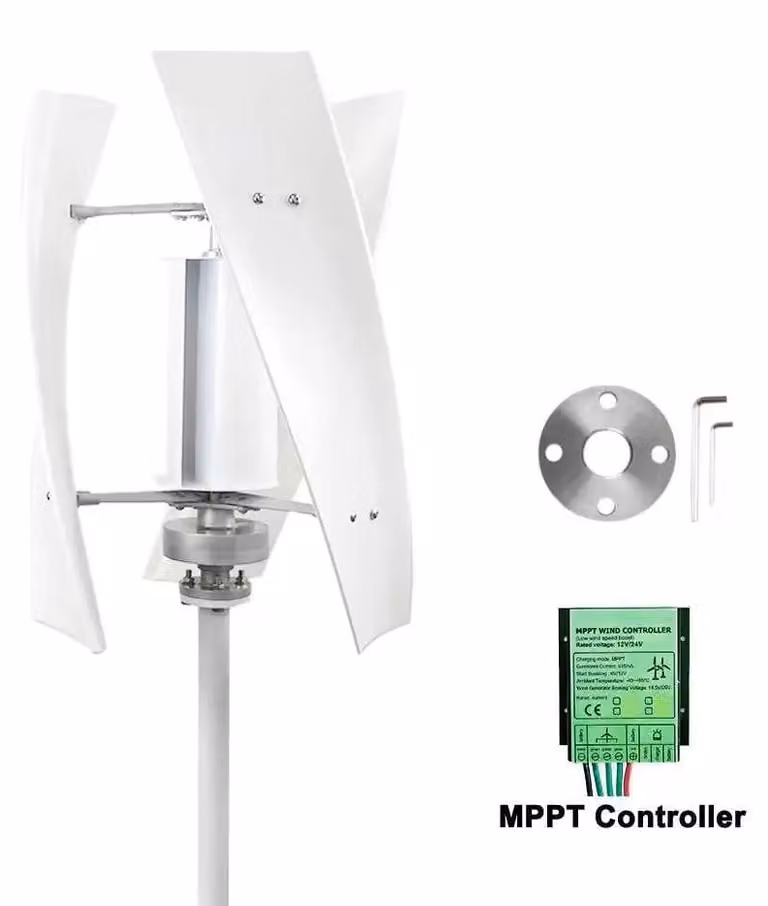 Turbina eolica verticale - Generatore eolico da 3000W a 12V - Produzione di energia autonoma - Silenzioso - Con regolatore di carica - Adatto per sistemi ibridi eolico-solari