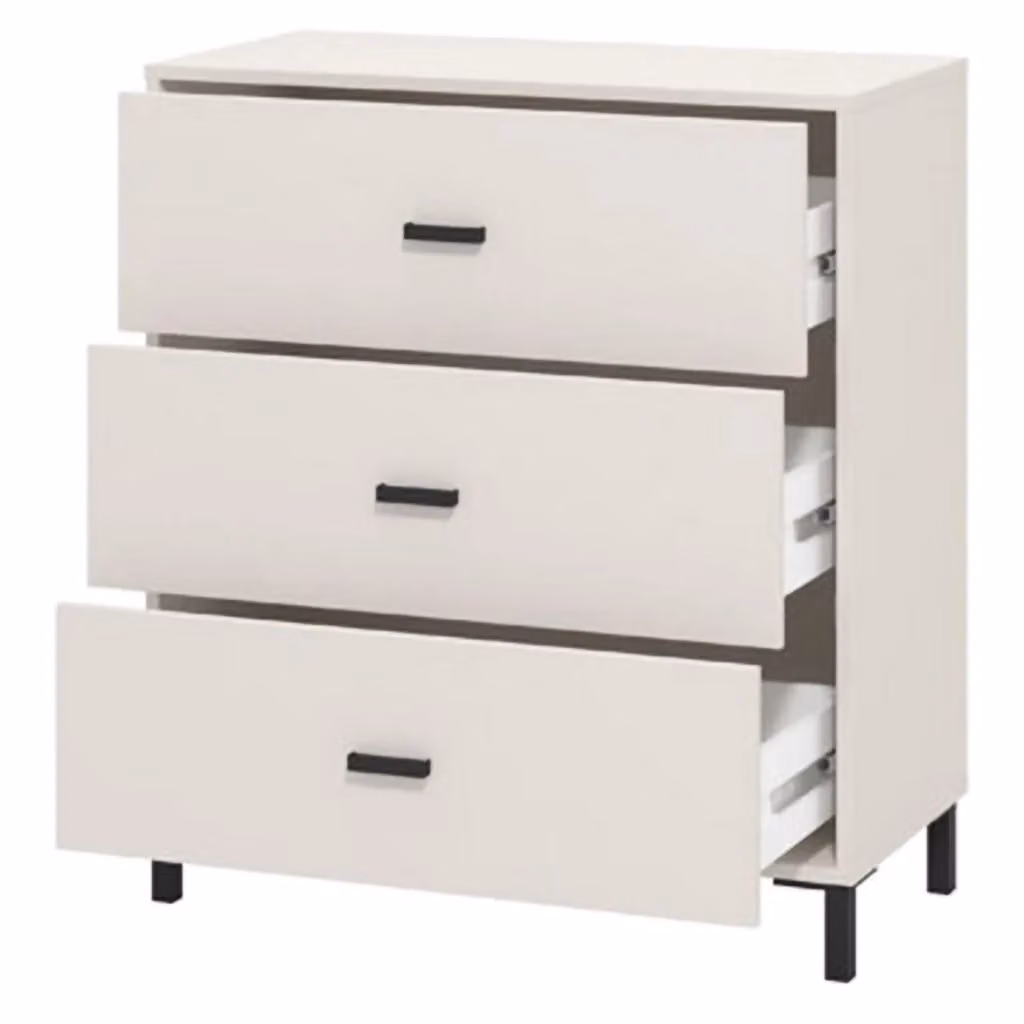 Cassettiera Portio DMORA con 3 cassetti, Bianco, L 80 cm x P 40 cm x H 90 cm – 2