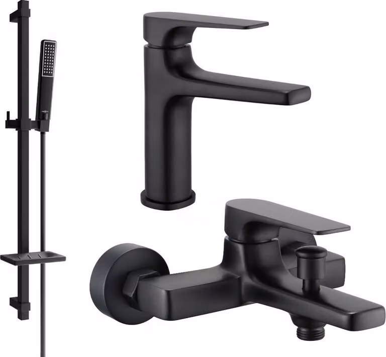Mexen Lynx DQ72 set da bagno, nero - 745903DQ72-70