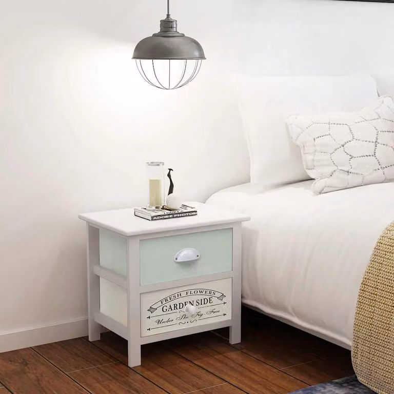 Set di 2 comodini in stile country house vidaXL in legno bianco con cassetti soft close