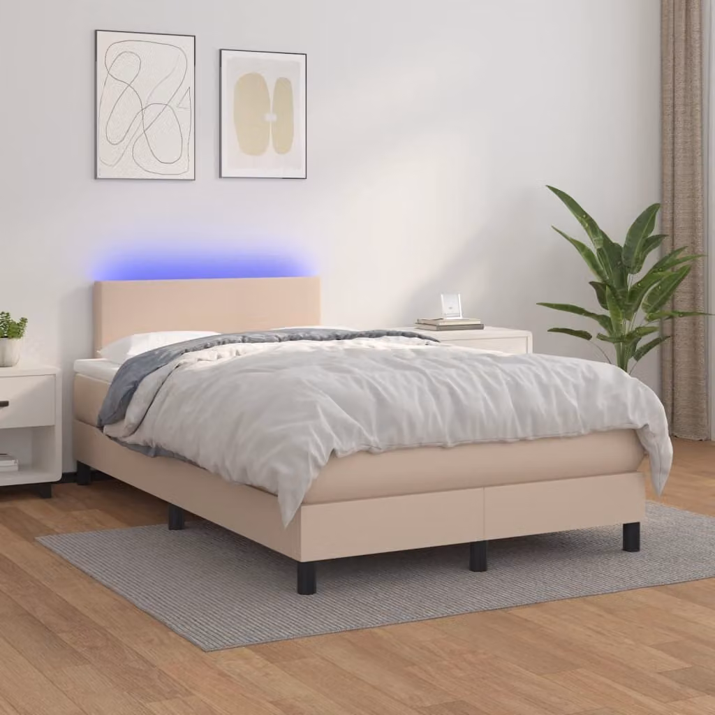 Maison Exclusive - Giroletto Molle Materasso e LED Cappuccino 120x200cm Pelle finta